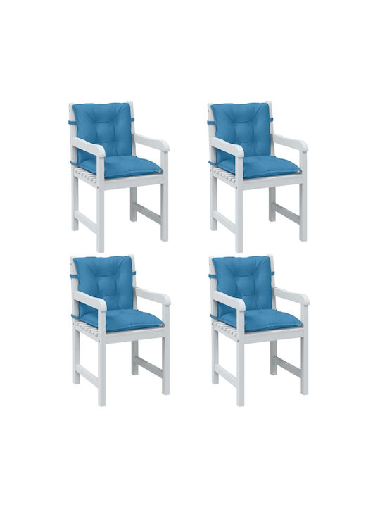 vidaXL Garden Chair Cushion with Backrest Blue 4 Pieces 50x100cm