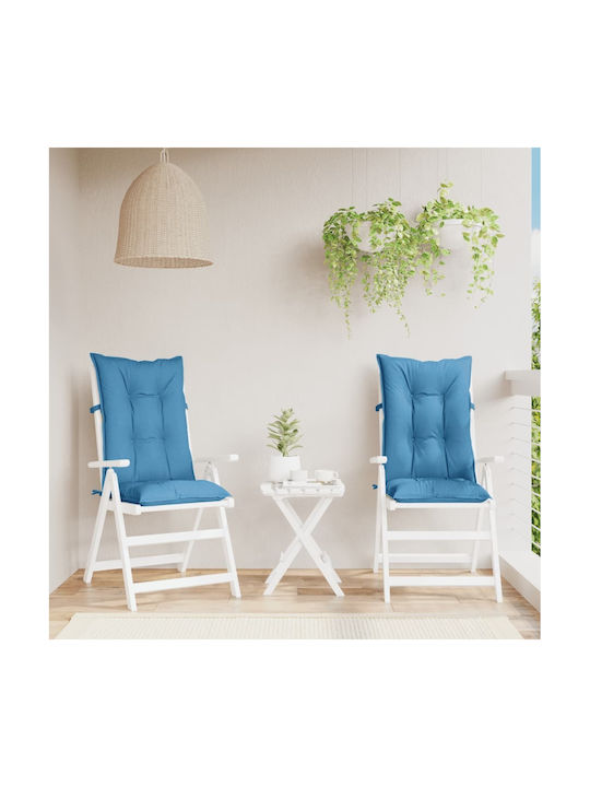 vidaXL Garden Chair Cushion with Back Blue 2pcs 50x120cm.