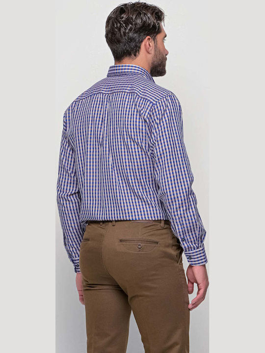 Дълъг ръкав Памучен Риза Каре Plaid