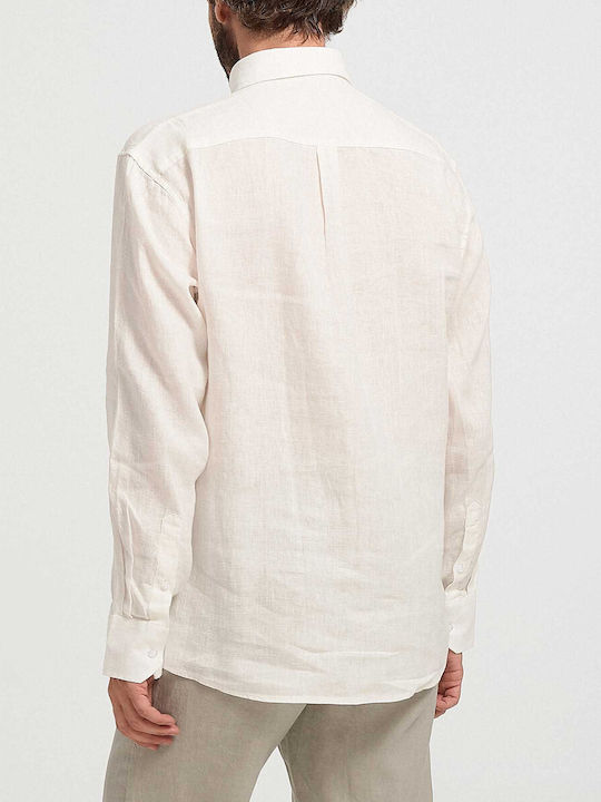 Rook Men's Shirt Long Sleeve Linen White