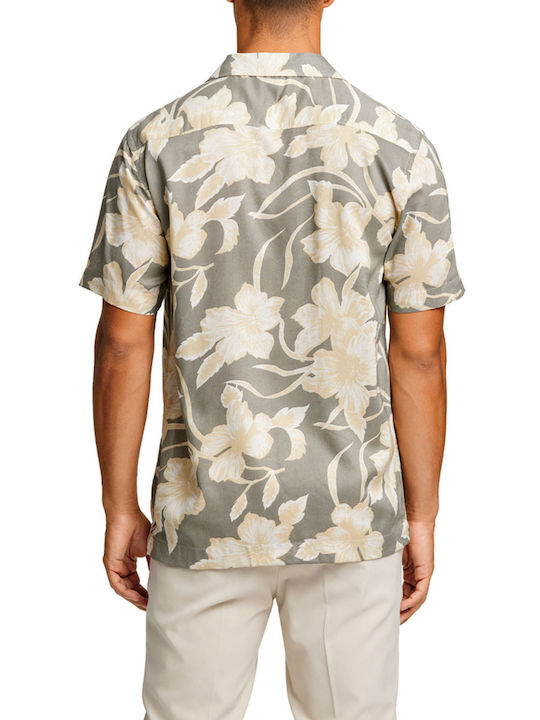 Lindbergh Men's Shirt Short Sleeve Floral Olive 30-203555