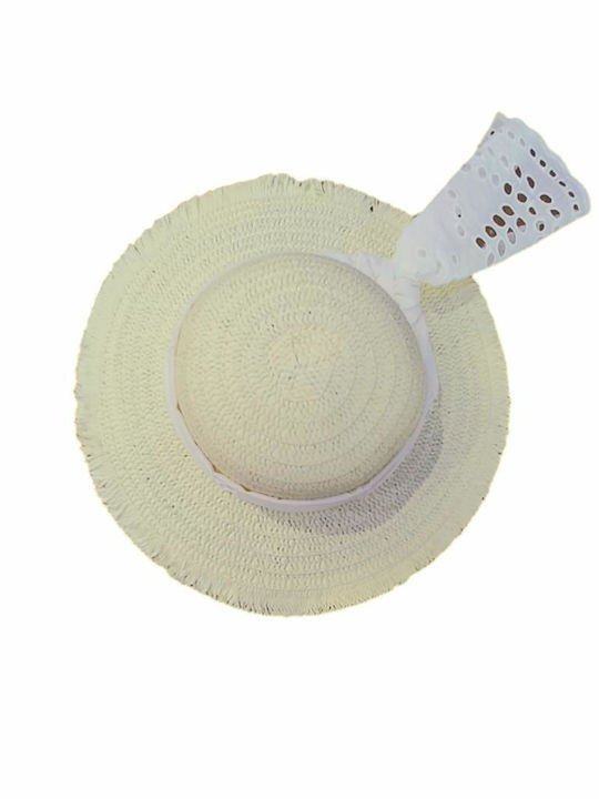 Two In A Castle Kinderhut Stroh Beige White Ribbon