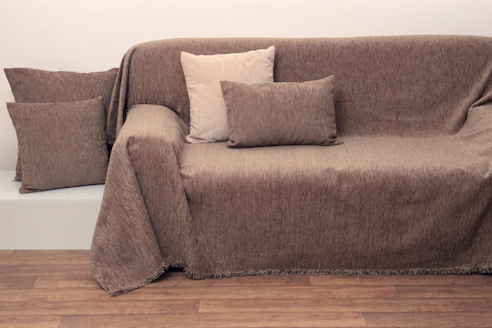 Anna Riska 1300 Decken & Couchdecken Zweisitzer-Sofa Überwurf Chenille 180x240cm Greige