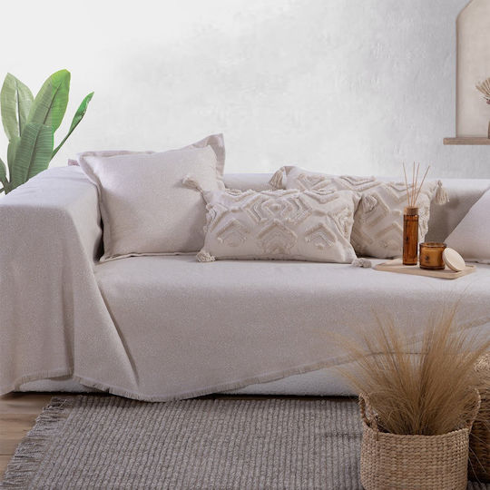 Nef-Nef Homeware Aronia Ριχτάρι Τριθέσιου Καναπέ 170x300εκ. Ecru