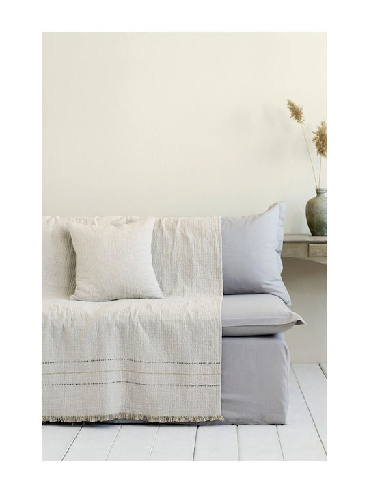 Nima Azura Three-Seater Sofa Throw 2 Sides Crinkled 180x300cm Ivory