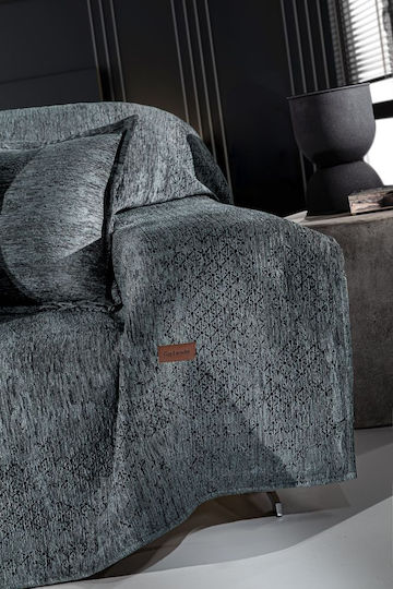 Guy Laroche Nobel Decken & Couchdecken Viersitzer-Sofa Überwurf Chenille 180x350cm Anthrazit