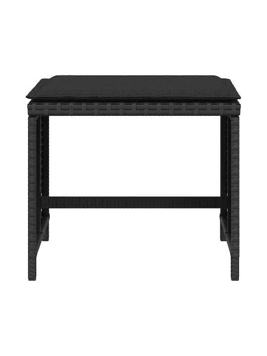 Garden Stool Cube Outdoor Rattan with Cushion Black 4 Pieces 40x40x35cm