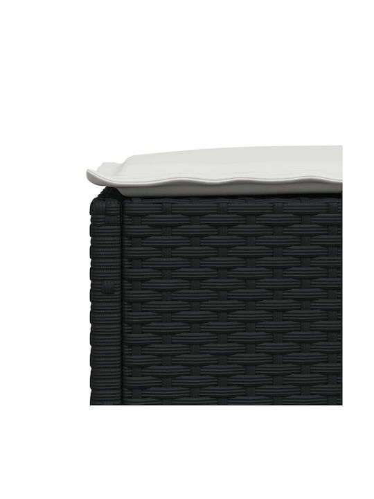 Băncuță Cub Pentru Exterior Rattan Cu Pernă Neagră 63.5x56x32cm