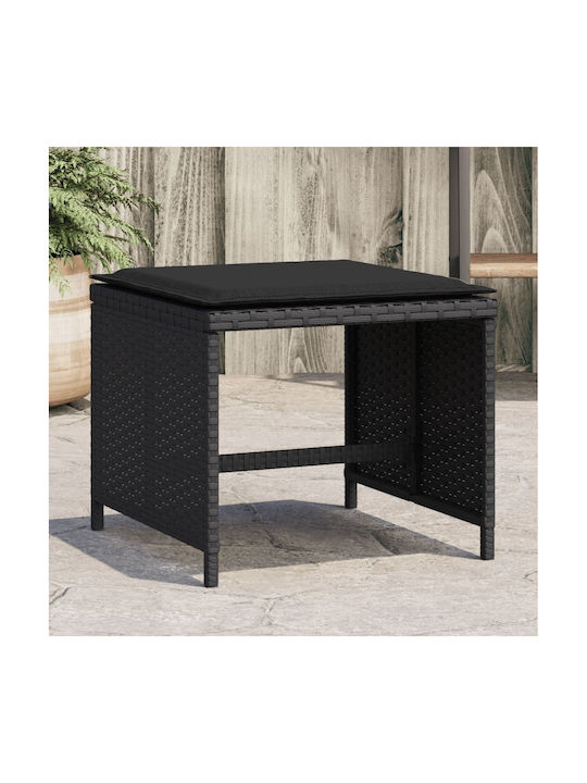Garden Stool Cube Outdoor Rattan with Cushion Black 4 Pieces 40x40x35cm