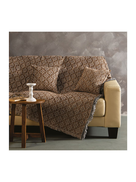 SB Home Nancy Sofa Throw 2 Seater Chenille 180x240cm Brown