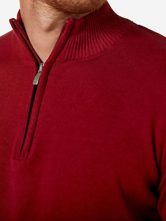 Brokers Jeans Men's Blouse with Zipper Burgundy