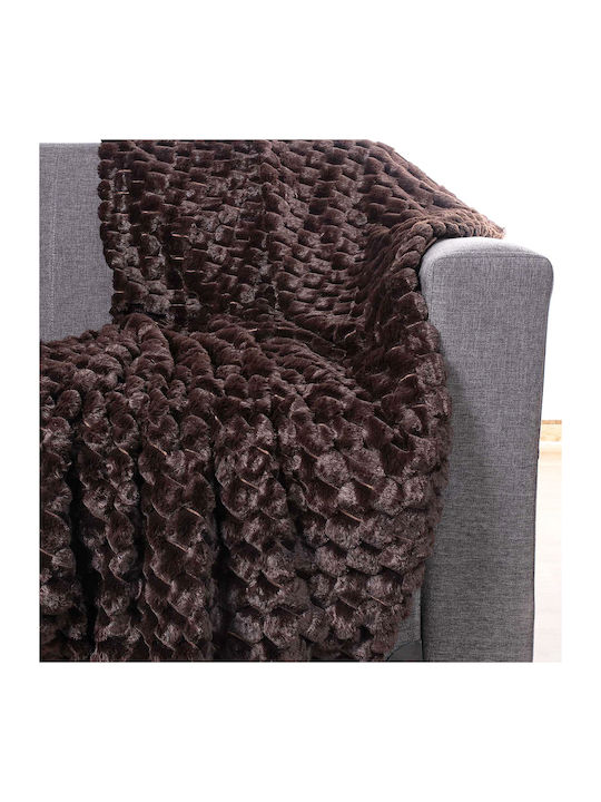 Silk Fashion Furry Sofa Blanket 130x160cm Brown