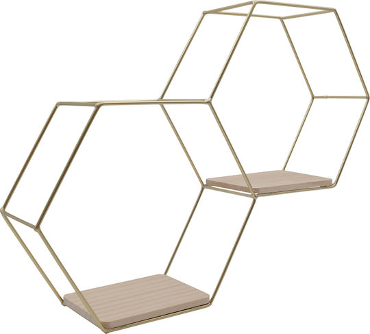 Wandregal Gold / Light Eiche 41x10x30cm