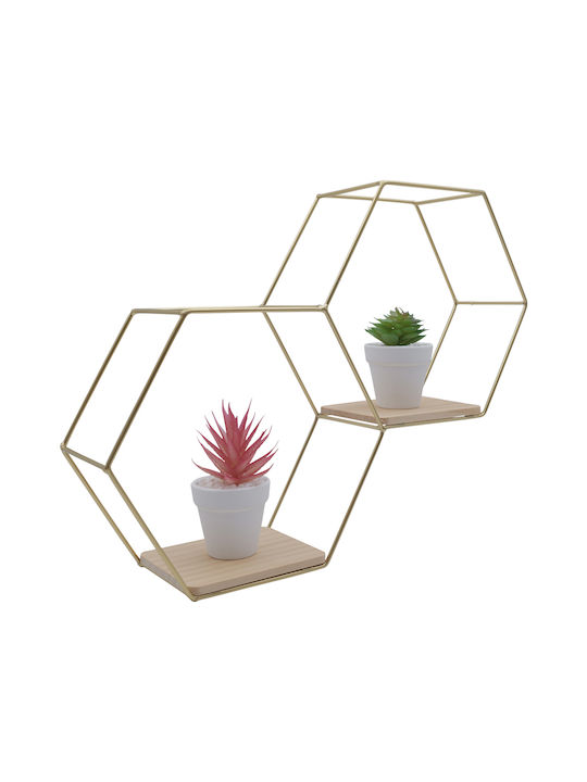 Shelf Wall Gold / Light Oak 41x10x30cm