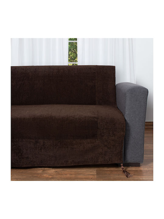 Silk Fashion Ριχτάρι Πολυθρόνας Chenille 180x180εκ. Καφέ