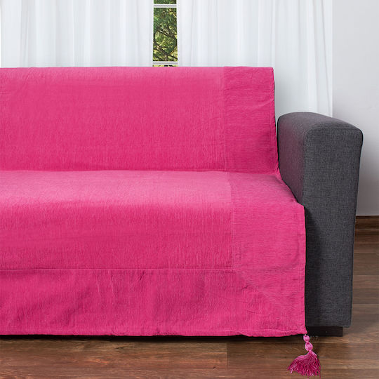 Silk Fashion Decken & Couchdecken Sesselüberwurf Chenille 180x180cm Fuchsie