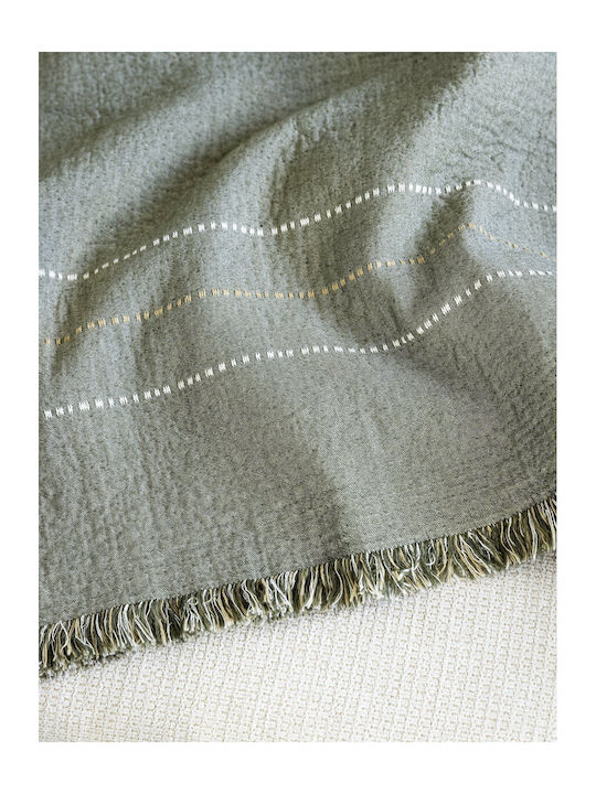 Nima Azura Three-Seater Sofa Throw Crinkled 180x300cm Khaki