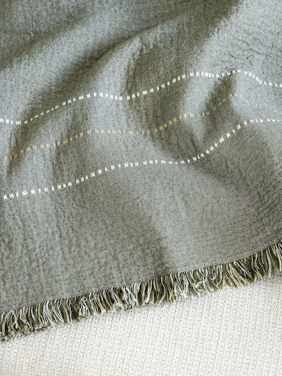 Nima Azura Ριχτάρι Τριθέσιου Καναπέ Γκοφρέ 180x300εκ. Khaki