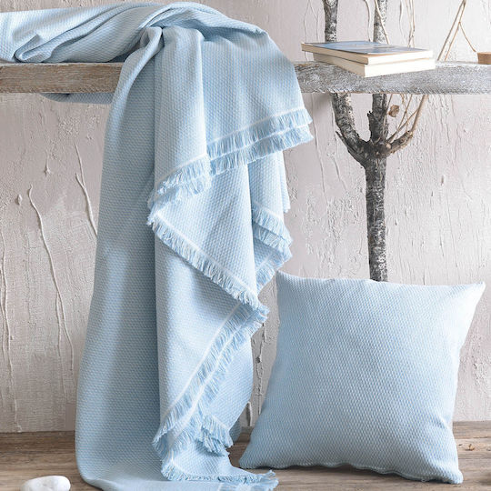 Rythmos Utopia Three-Seater Sofa Throw 2 Sides Jacquard 180x280cm Light Blue