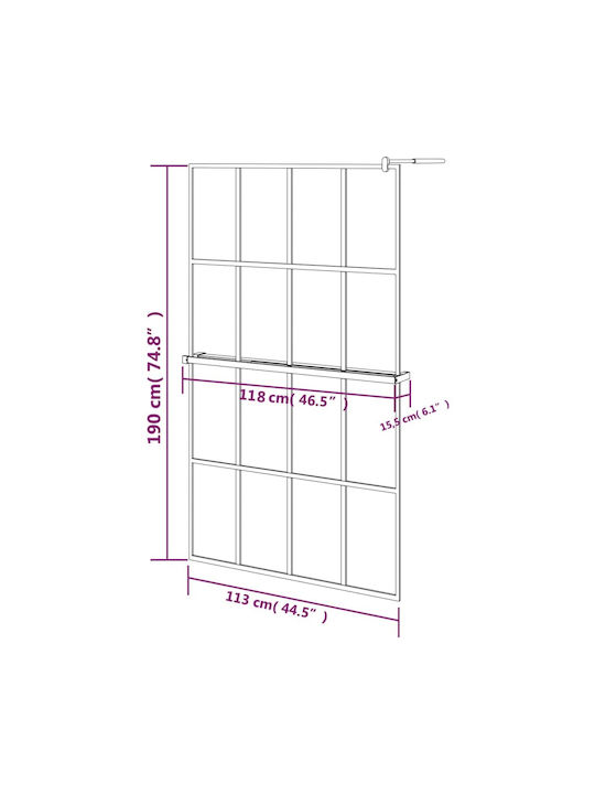 vidaXL Divider de verandă Duș cu Glisare Ușă 118x190cm Dungi Negru