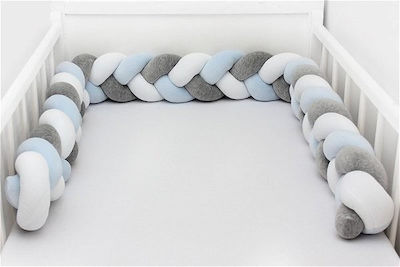 Crib Bumpers Braided Inside White Grey Blue 180cm