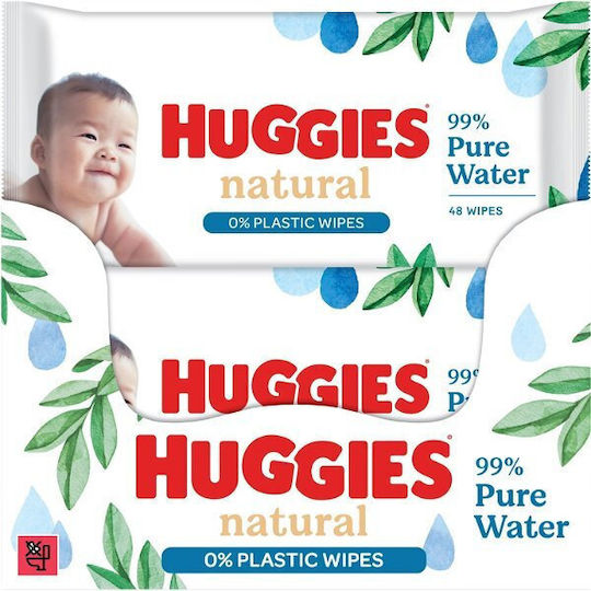 Huggies Natural Pure Бебешки кърпички 48бр