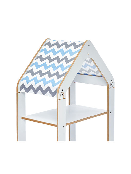 Kinderregale Montessori Zoilen Wandhalterung Weiß-Blau 50x30x80cm