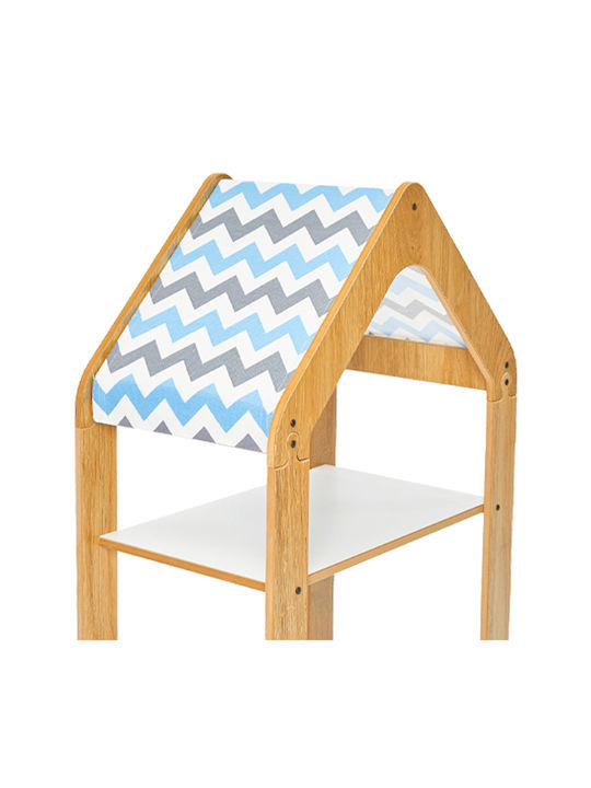 Kids Montessori Wall Mount Shelving Unit Natural-White-Blue 50x30x80cm