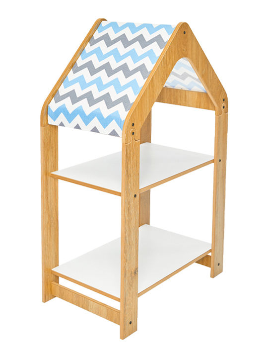 Kids Montessori Wall Mount Shelving Unit Natural-White-Blue 50x30x80cm
