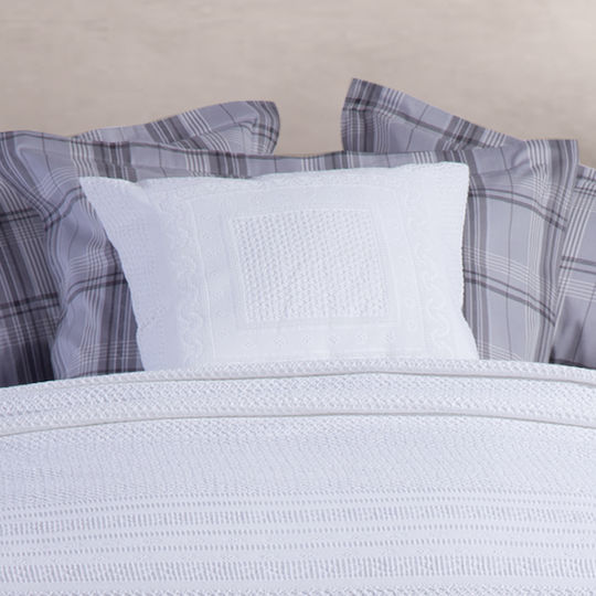 Nef-Nef Homeware Decorative Pillow Case Bernard made of 100% Cotton White 50x50cm