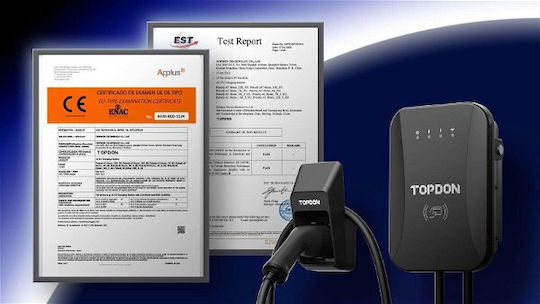 Topdon Επιτοίχιος Σταθμός Φόρτισης 7kW με Ενσωματωμένο Καλώδιο Type 2