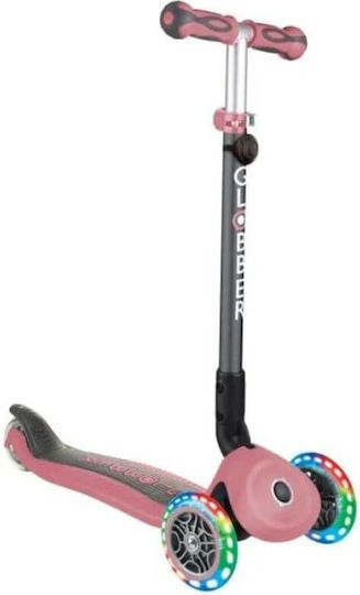Globber Kids Scooter Go-Up Deluxe Lights 3-Wheel with Seat for 3+ Years Pastel Deep Pink