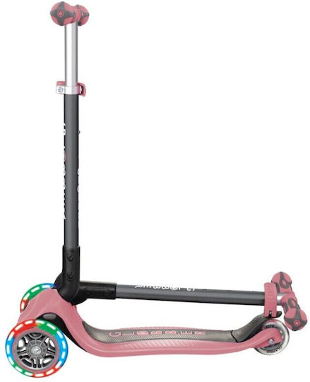 Globber Kids Scooter Go-Up Deluxe Lights 3-Wheel with Seat for 3+ Years Pastel Deep Pink
