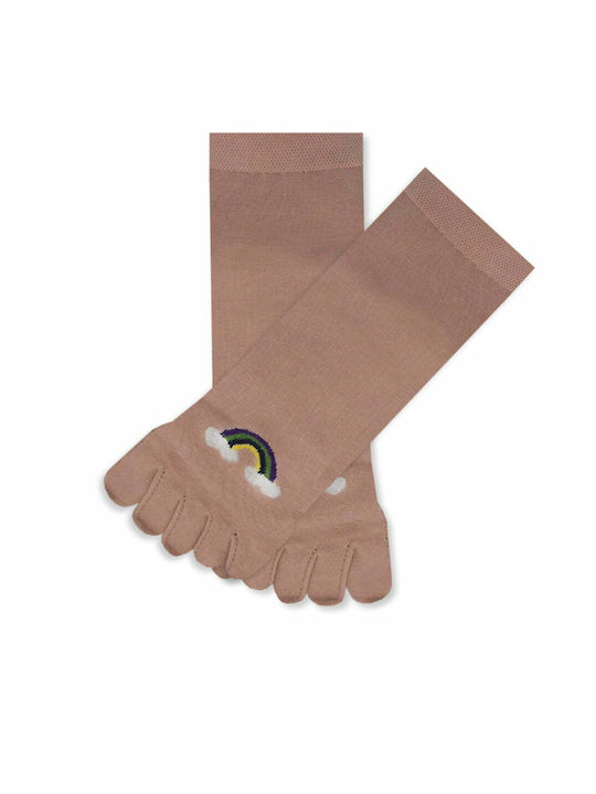 Ytli Βαμβακερή Κάλτσα Δάχτυλα Toe Socks Σχέδια Rainbow