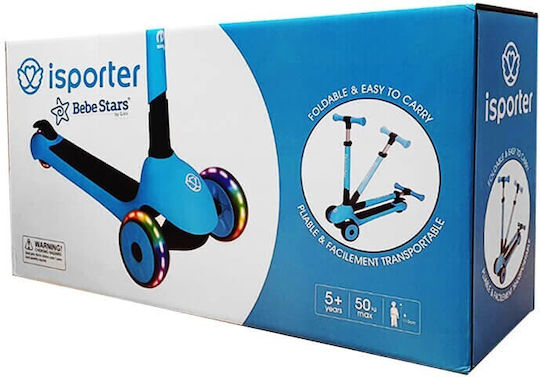 Bebe Stars Kids Scooter Foldable iSporter Pro 3-Wheel for 5+ Years Black