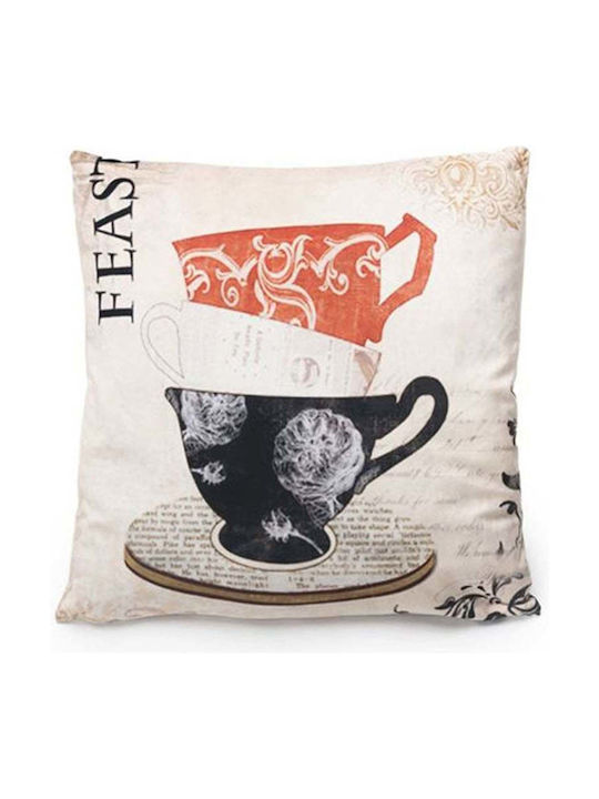 Artekko Μαξιλάρι Καναπέ Coffee Lovers Feast Πορτοκαλί 45x45εκ.