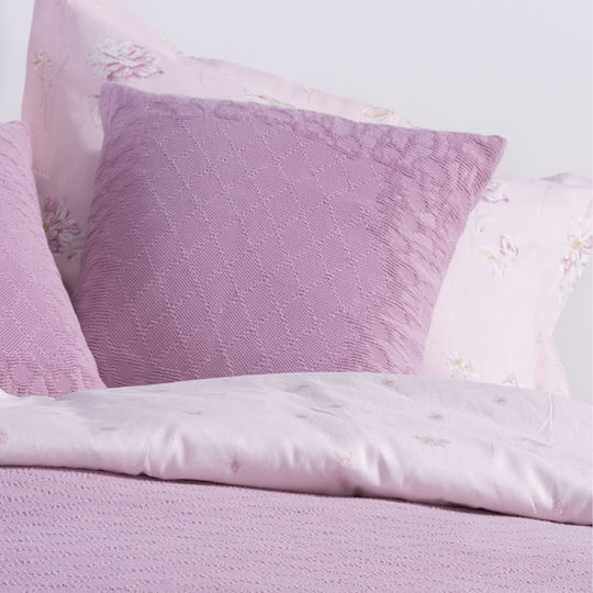 Nef-Nef Homeware Διακοσμητική Μαξιλαροθήκη Vendetta από 100% Βαμβάκι Mauve 50x50εκ.