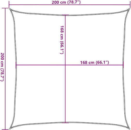 vidaXL Square Shade Sail Gray with PU Coating 2x2m