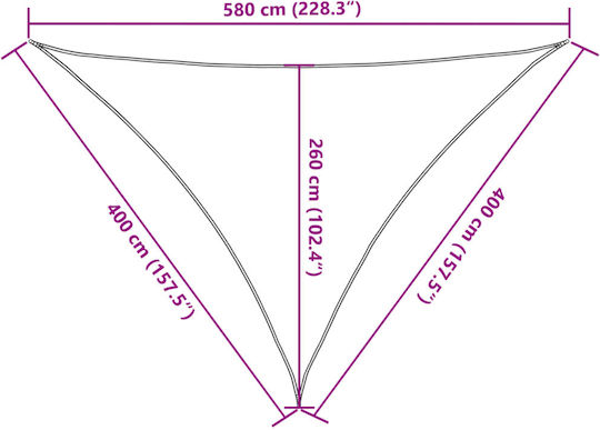vidaXL Triangle Shade Sail Beige with PU Coating 4x5.8x5.8m