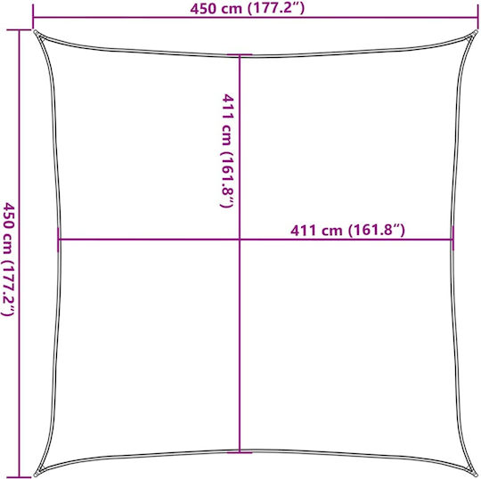vidaXL Square Shade Sail Beige with PU Coating 4.5x4.5m