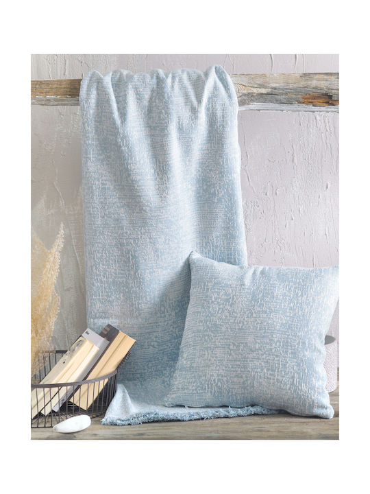 Rythmos Decorative Pillow Case Canda From 100% Cotton Light Blue 40x40cm