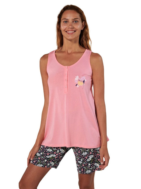 Vamp Sommer Damen Pyjama-Set Rosa