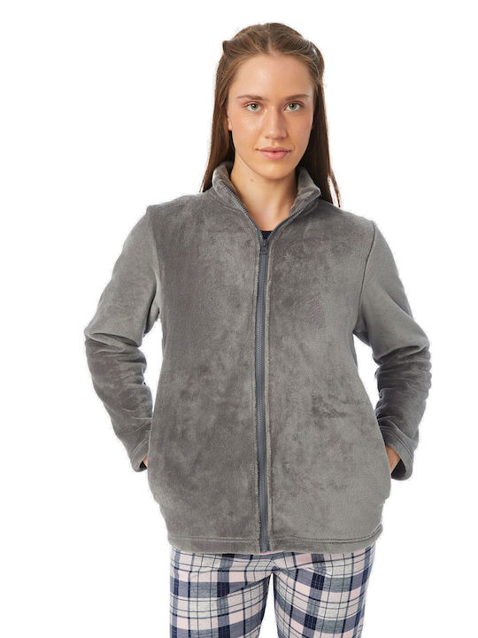 Minerva Winter Women's Fleece Robe Gray