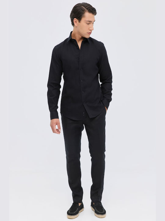 Aristoteli Bitsiani Men's Shirt Linen Black