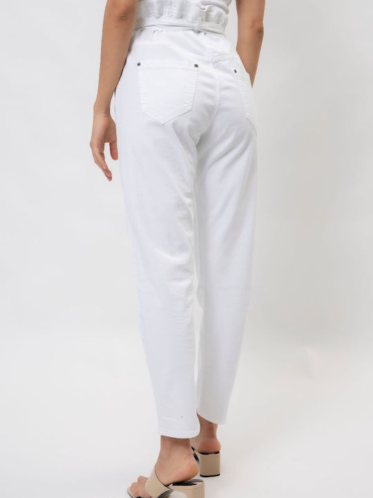 Edward Jeans Women's Jean Trousers in Carrot Fit White