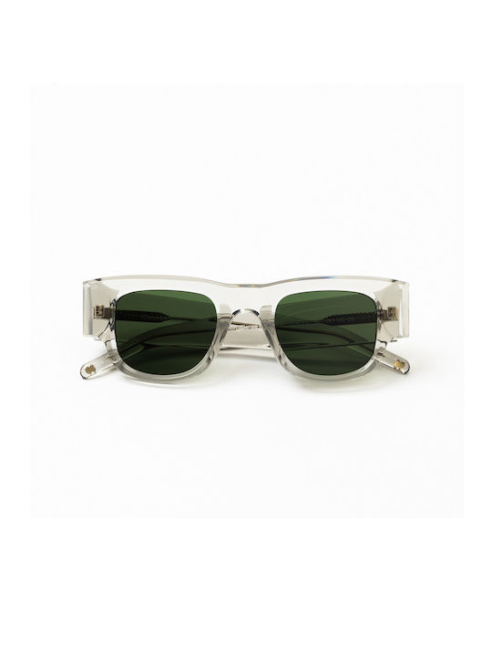 Common Sense Sunglasses with Transparent Plastic Frame and Green Lens CS016