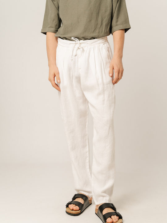 Edward Jeans Men's Trousers in Baggy Line White