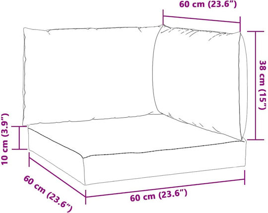 vidaXL Palace Cushion for Pallet Bench with Backrest Beige 3 Pieces 60x60cm