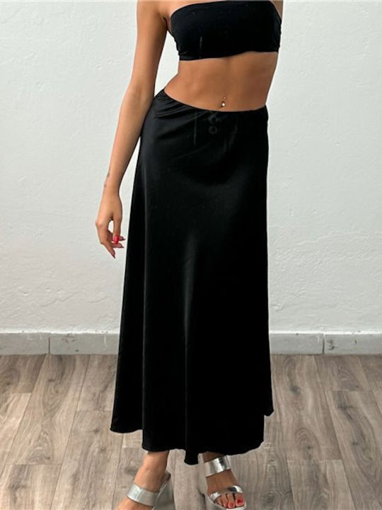 Chica Satin Skirt in Black color