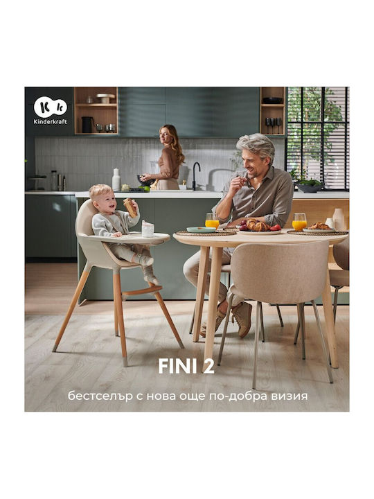 Kinderkraft Fini 2 Καρεκλάκι Φαγητού 2 in 1 με Ρυθμιζόμενο Ύψος Πράσινο